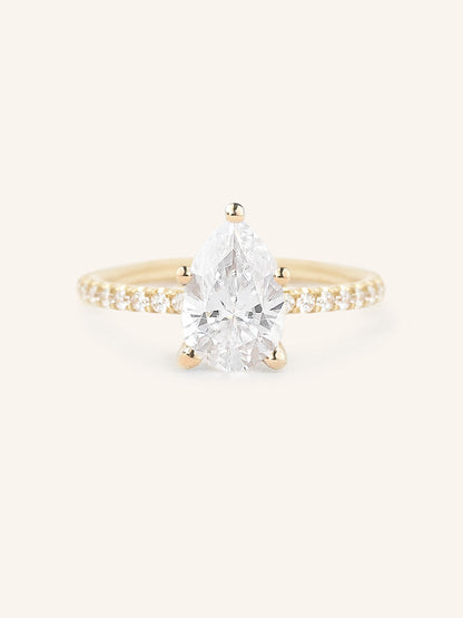 Stunning 1.5 CT Pear Moissanite Engagement Ring with Pave Design 1