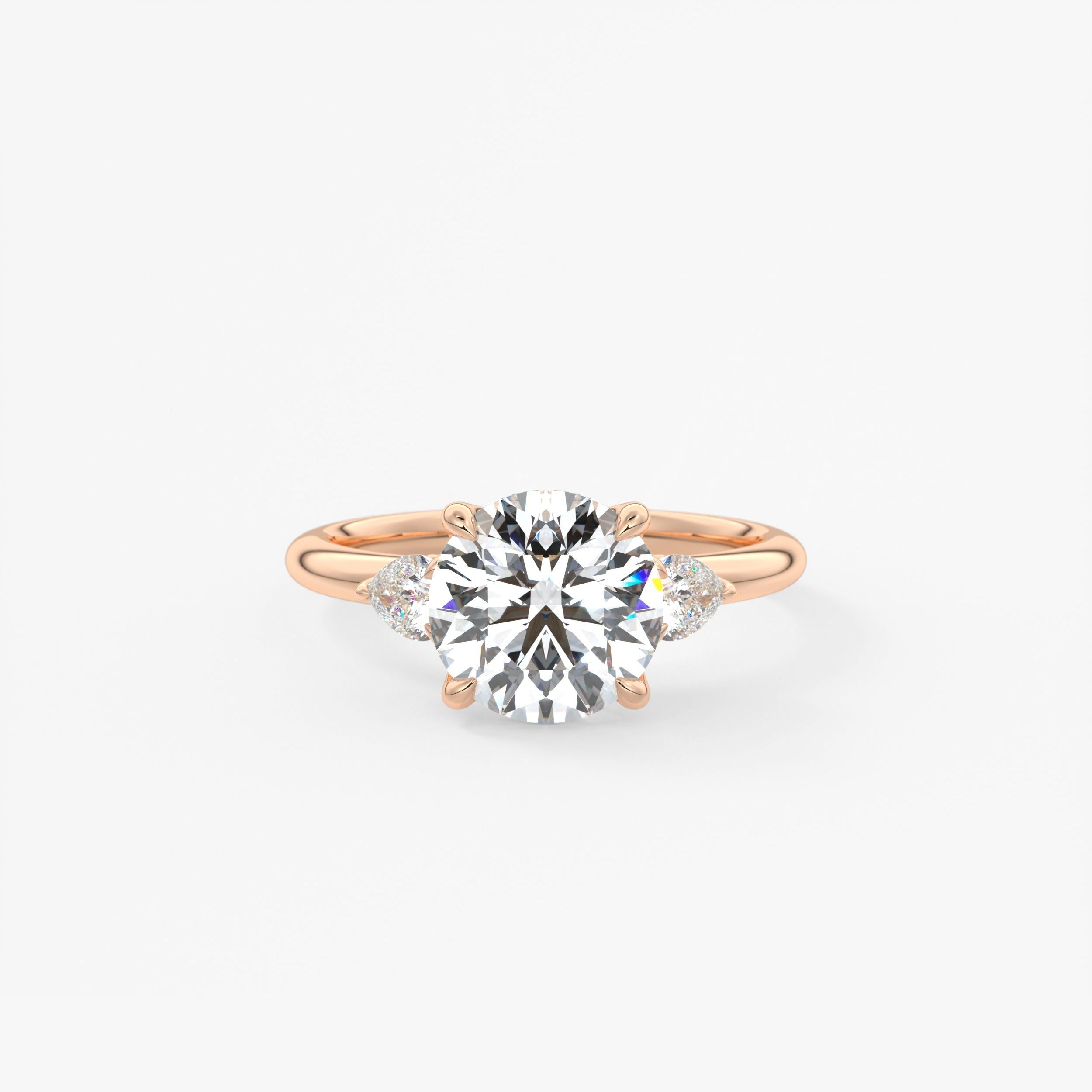 Round Three Stone Lab Grown Diamond Engagement Ring