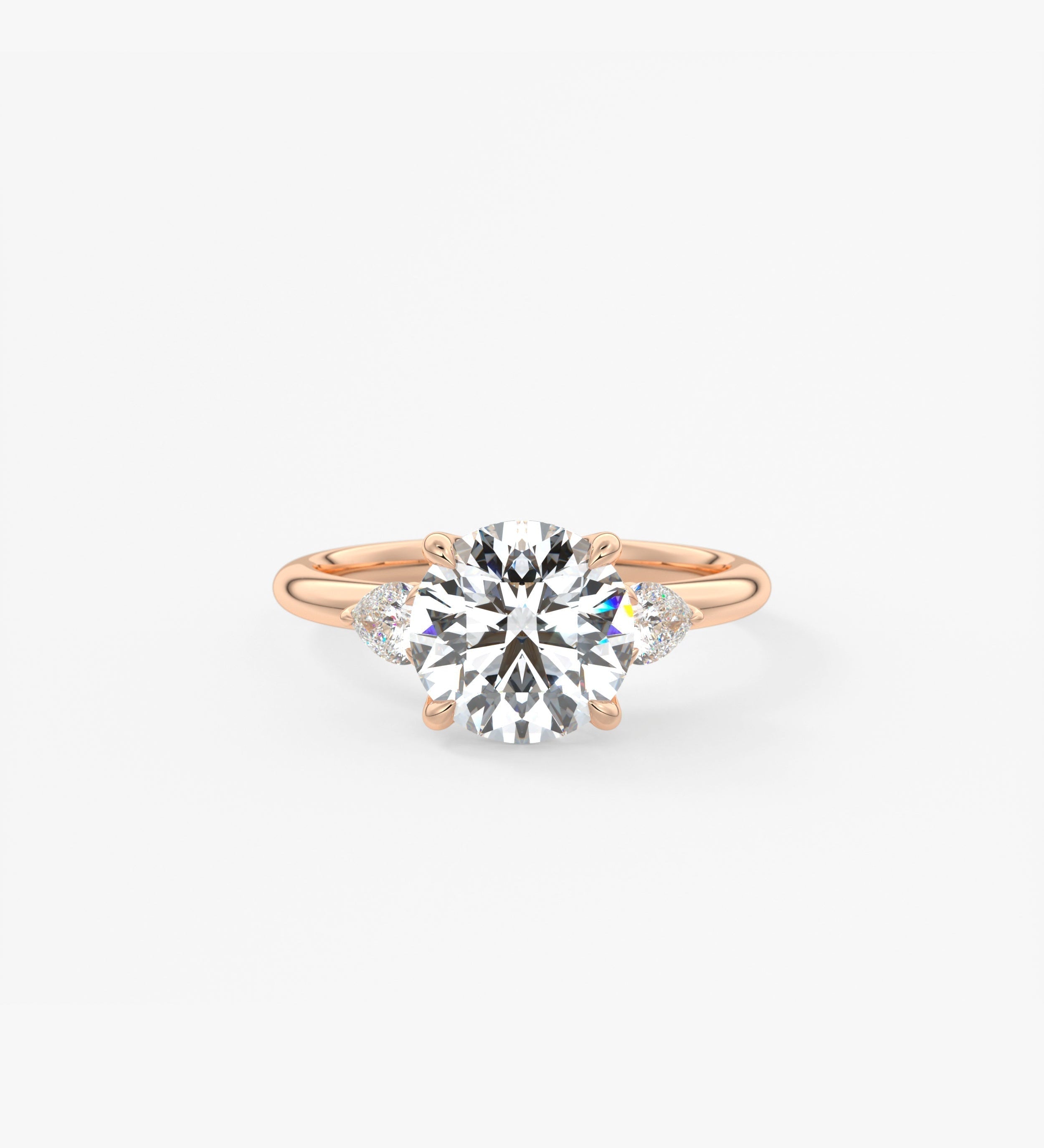 Round Three Stone Lab Grown Diamond Engagement Ring
