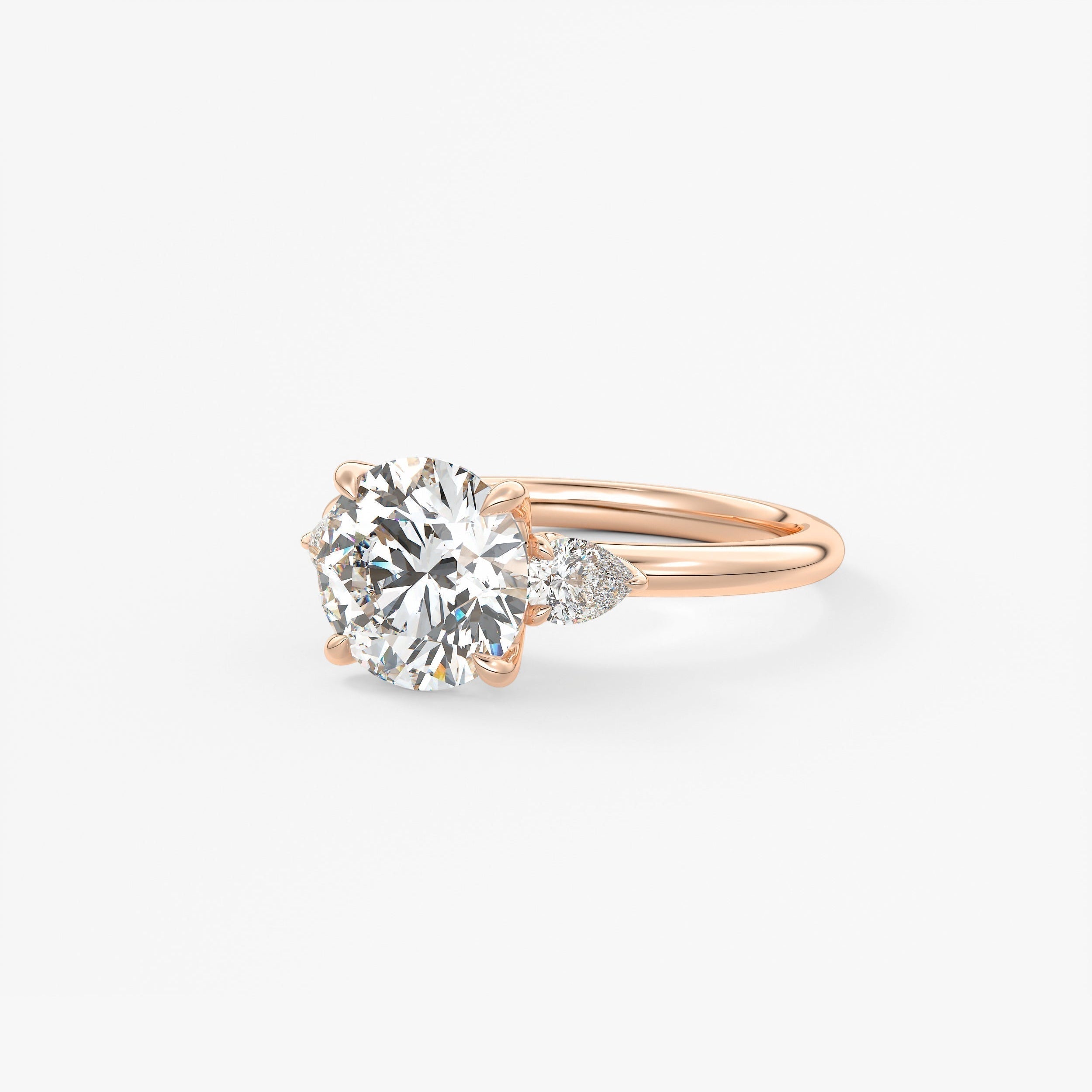 Round Three Stone Lab Grown Diamond Engagement Ring