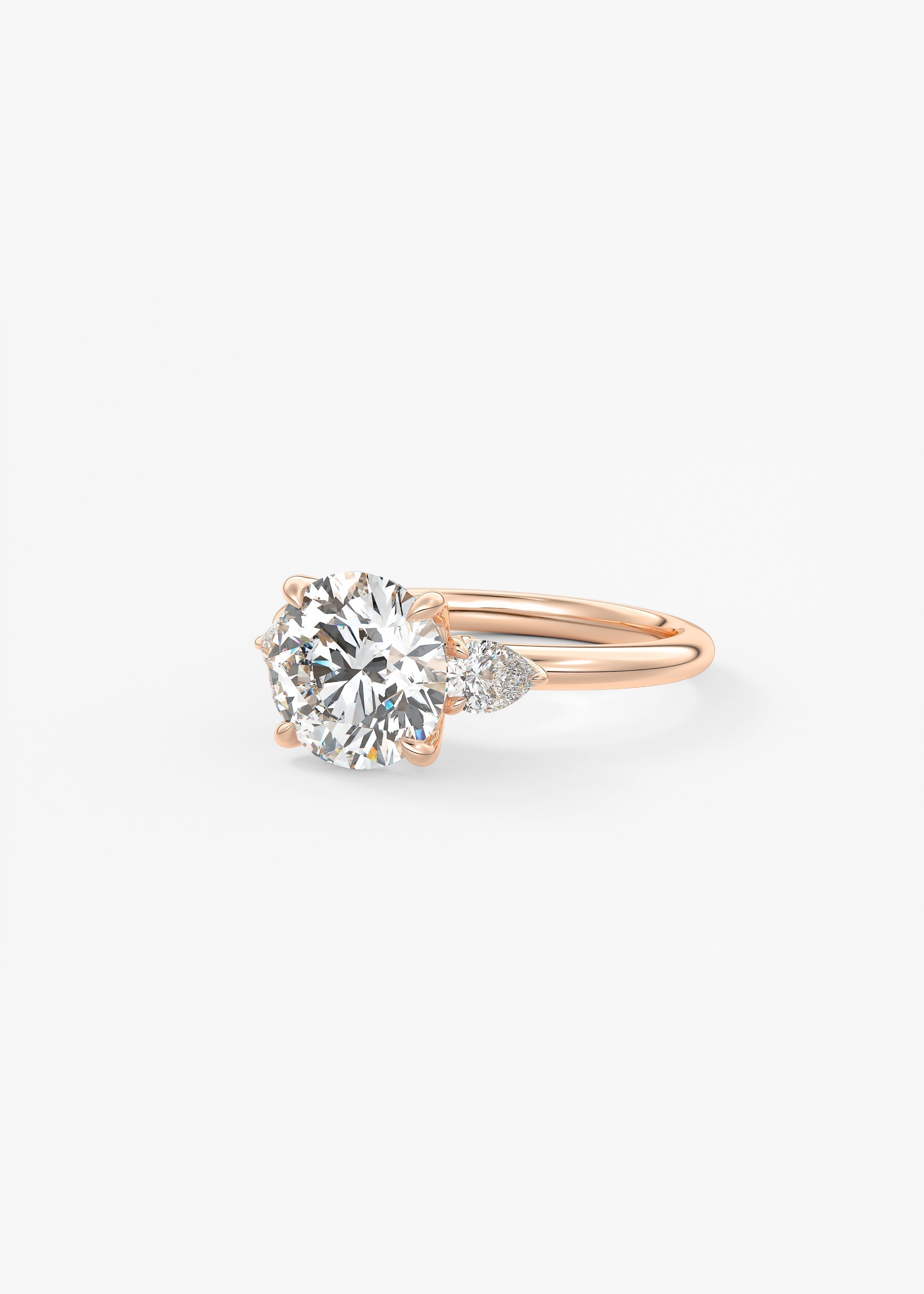 Round Three Stone Lab Grown Diamond Engagement Ring