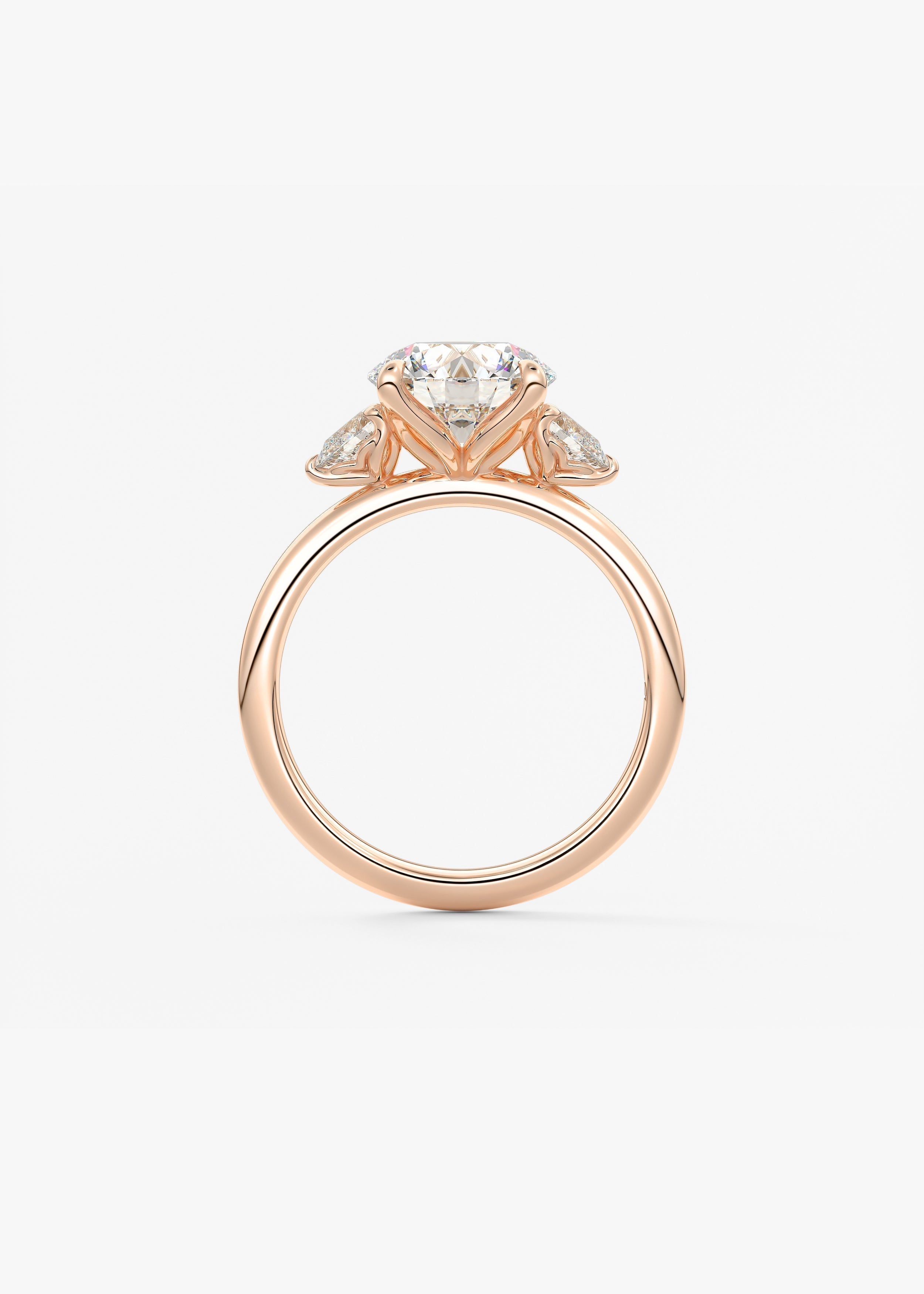 Round Three Stone Lab Grown Diamond Engagement Ring