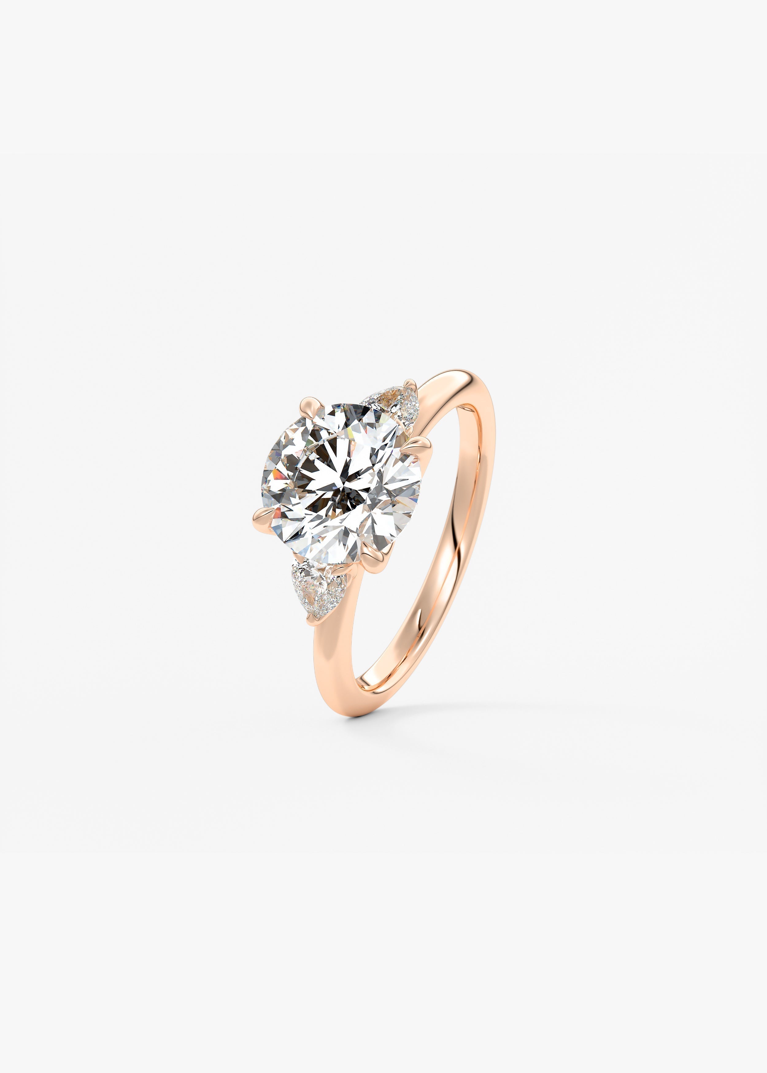 Round Three Stone Lab Grown Diamond Engagement Ring