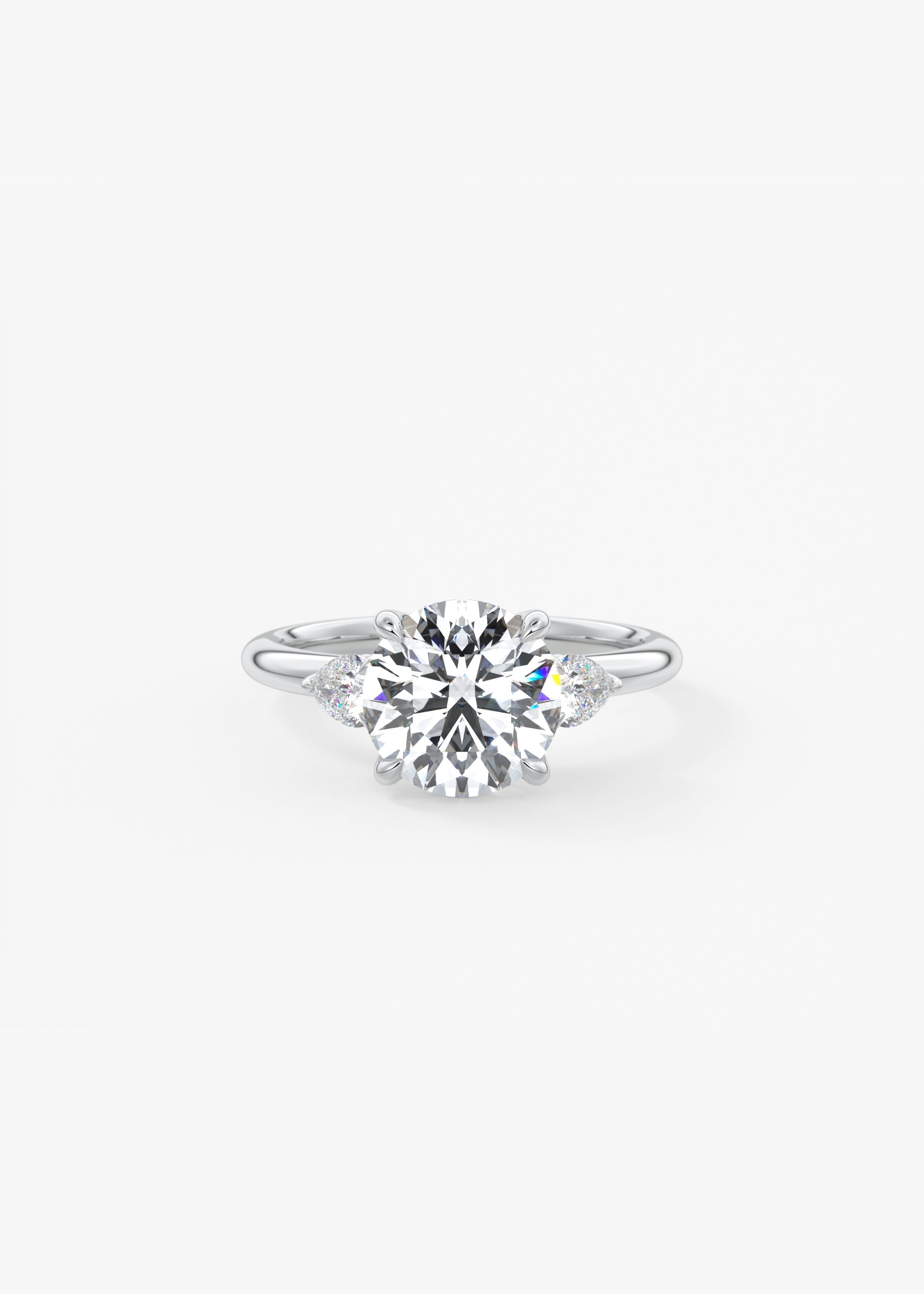 Round Three Stone Lab Grown Diamond Engagement Ring