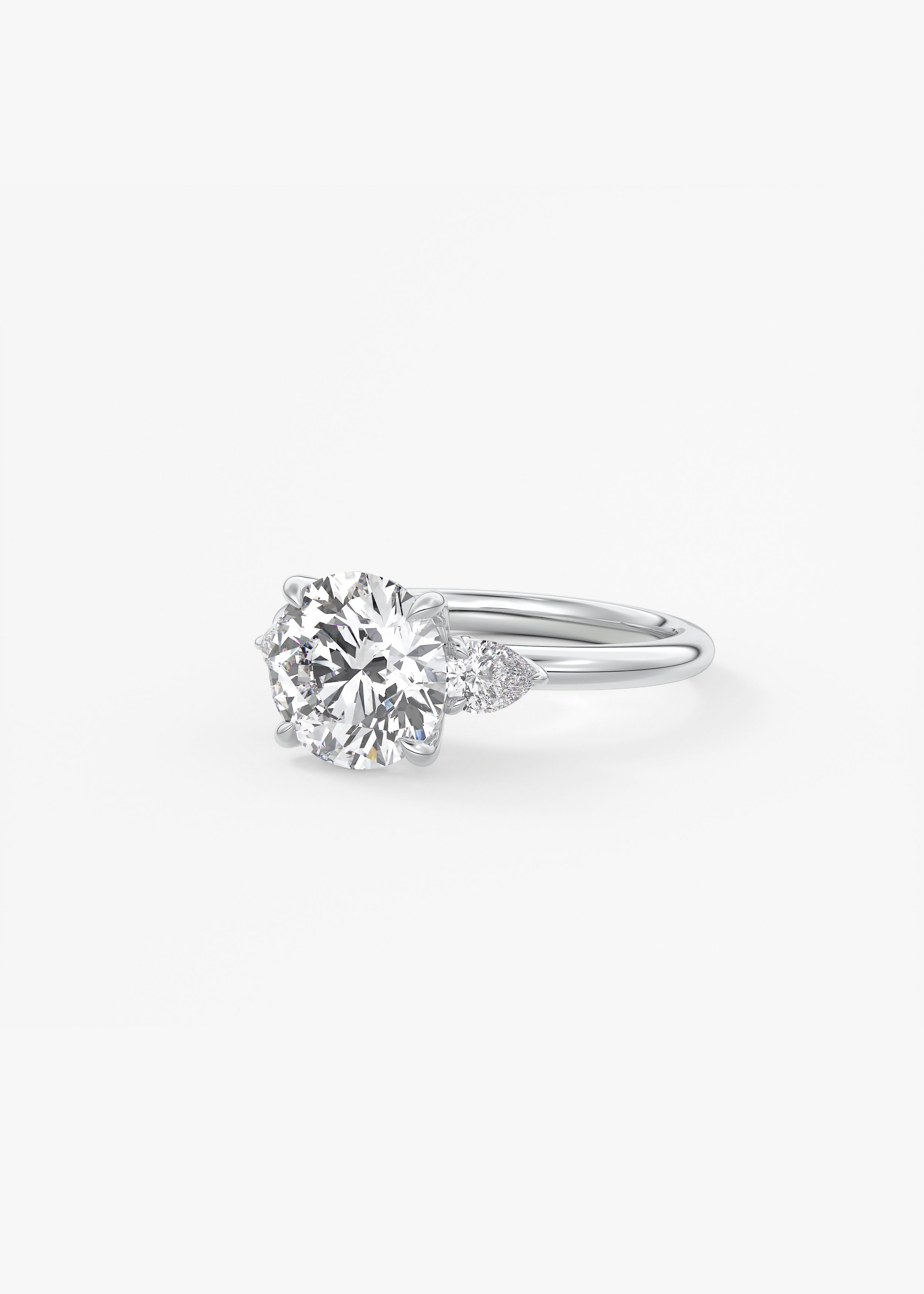 Round Three Stone Lab Grown Diamond Engagement Ring