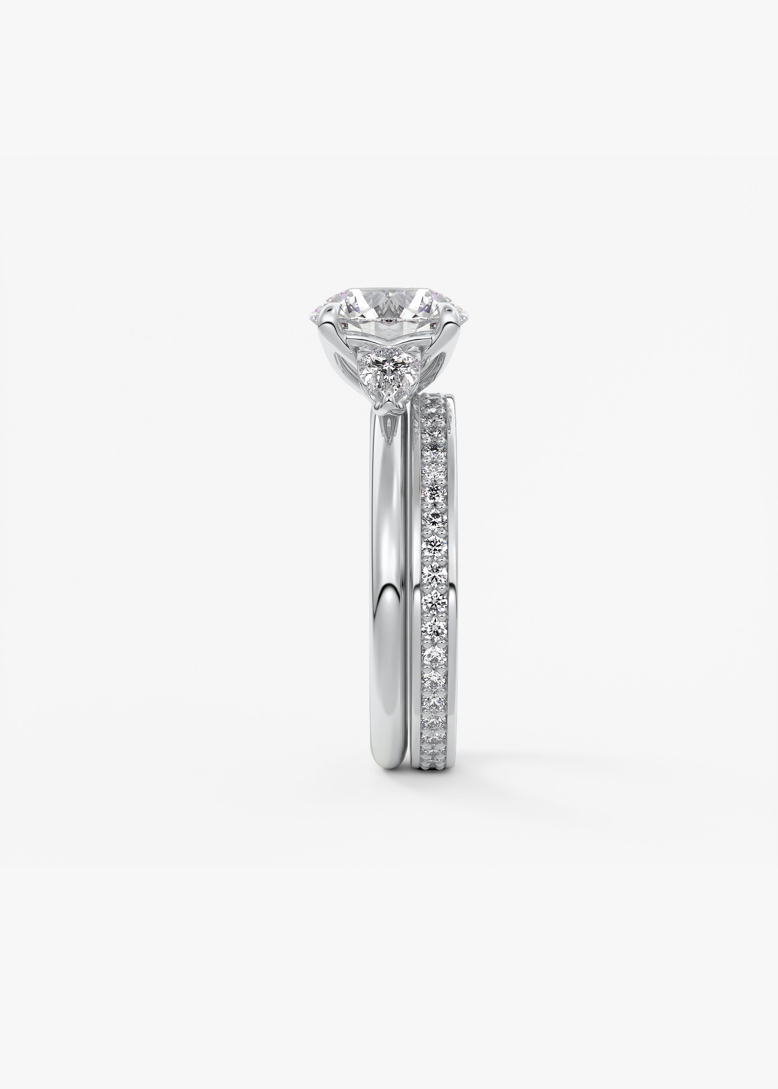 Round Three Stone Lab Grown Diamond Engagement Ring