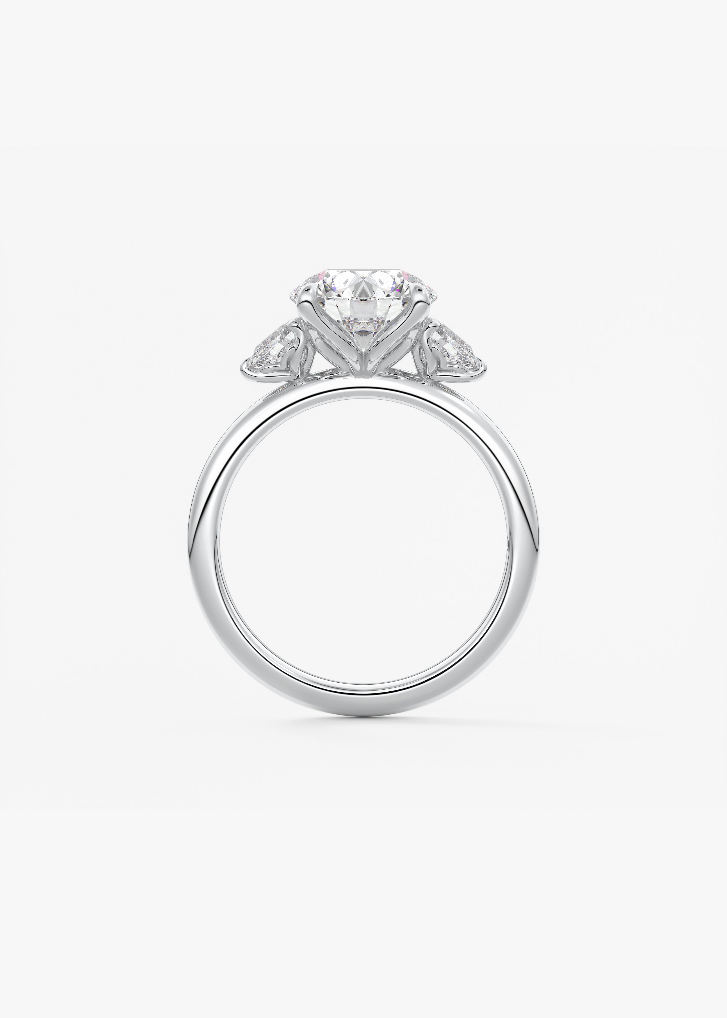 Round Three Stone Lab Grown Diamond Engagement Ring