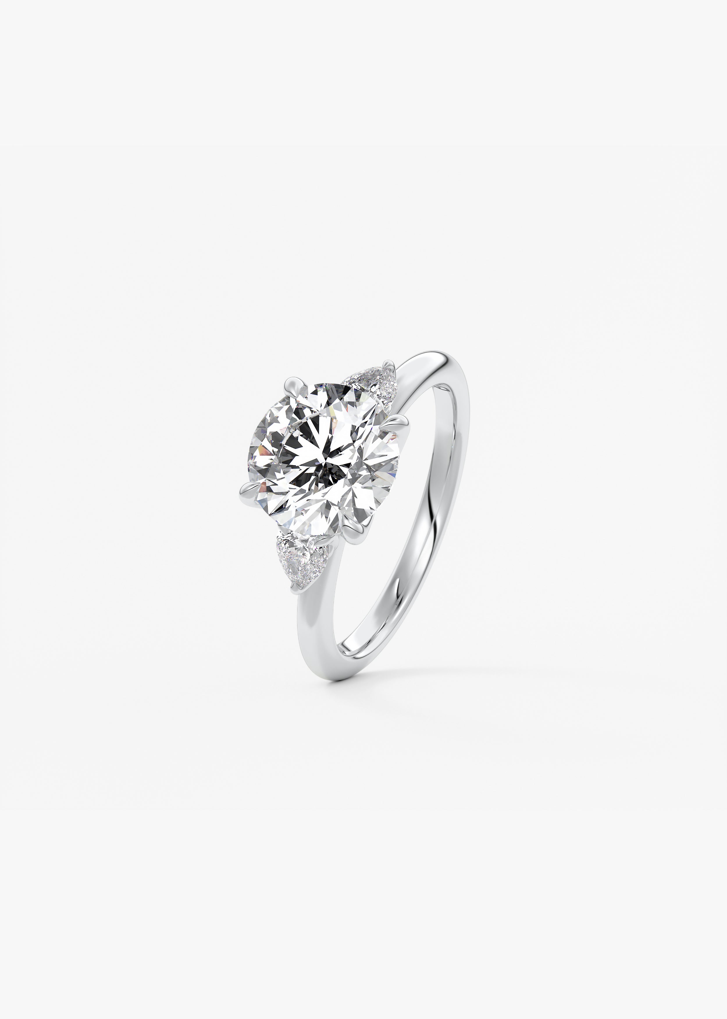 Round Three Stone Lab Grown Diamond Engagement Ring