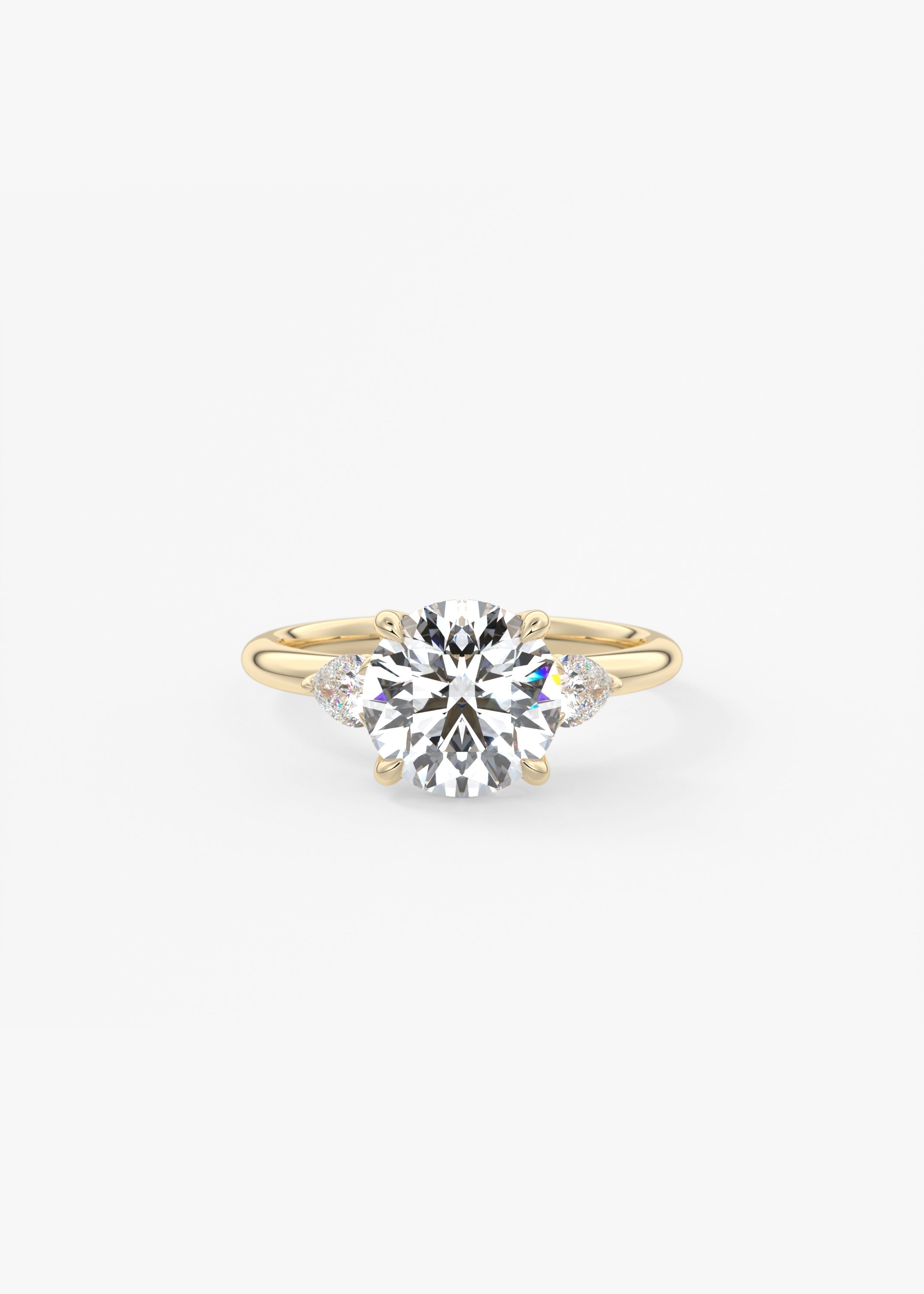 Round Three Stone Lab Grown Diamond Engagement Ring