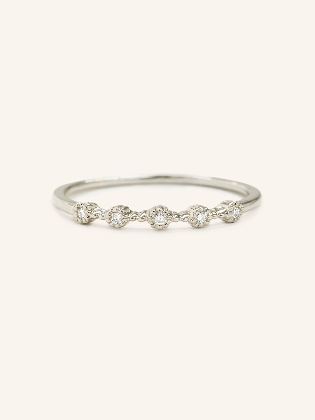 Stunning 0.2 TCW Round Moissanite Stones 5 Stones Wedding Bands 5