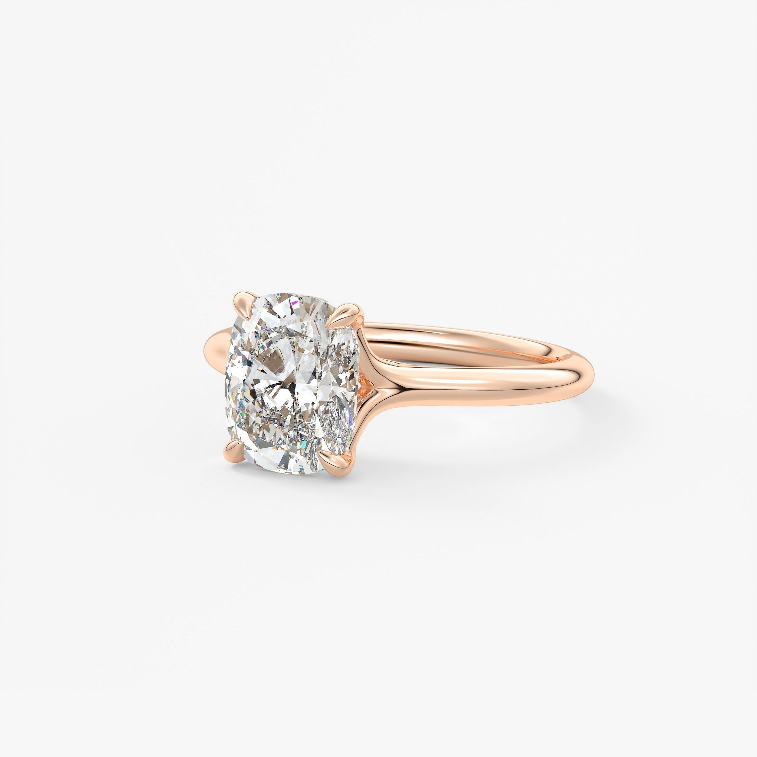 Elongated Cushion Split Shank Lab Grown Diamond Engagement Ring