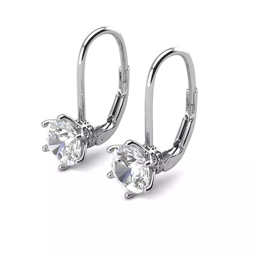 Round Cut Cubic Zirconia in 925 Sterling Silver Earrings 4