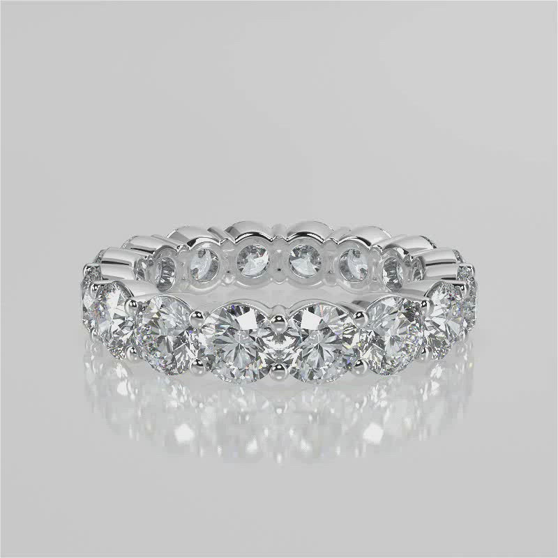 Stunning 3.84 TCW Round Moissanite Stones Full Eternity Wedding Bands 1