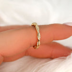 Stunning 0.11 TCW Round Moissanite Stones Halfway Twisted Wedding Bands 4