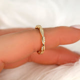 Stunning 0.11 TCW Round Moissanite Stones Halfway Twisted Wedding Bands 4