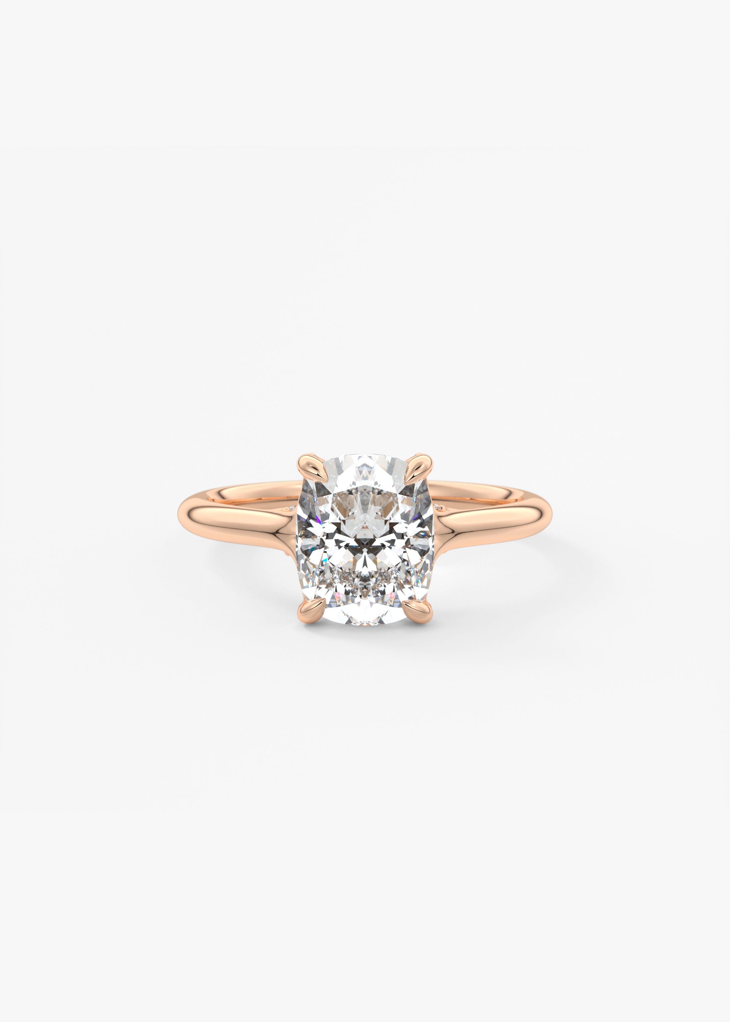 Elongated Cushion Hidden Halo Lab Grown Diamond Engagement Ring