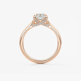 Elongated Cushion Hidden Halo Lab Grown Diamond Engagement Ring