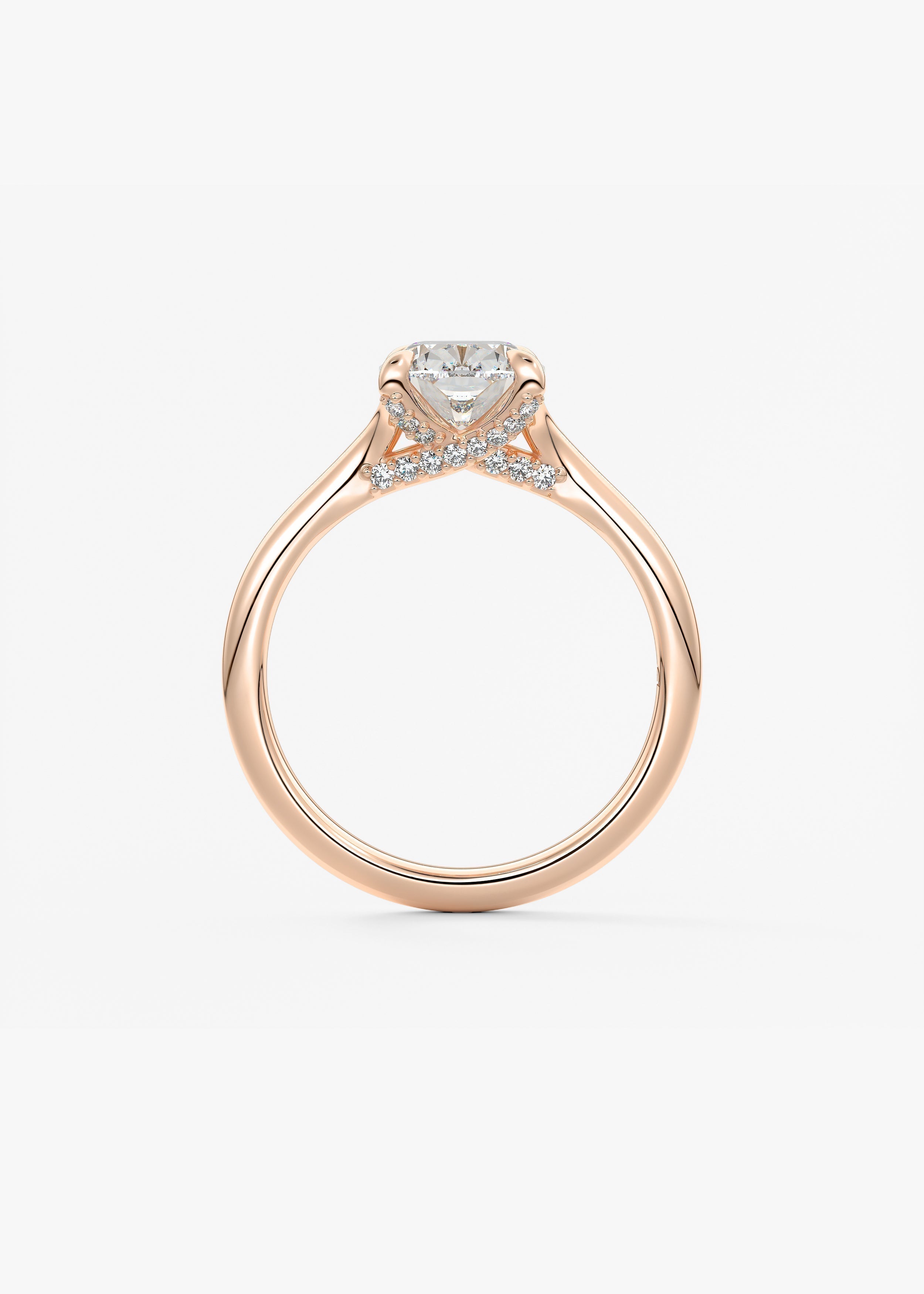 Elongated Cushion Hidden Halo Lab Grown Diamond Engagement Ring