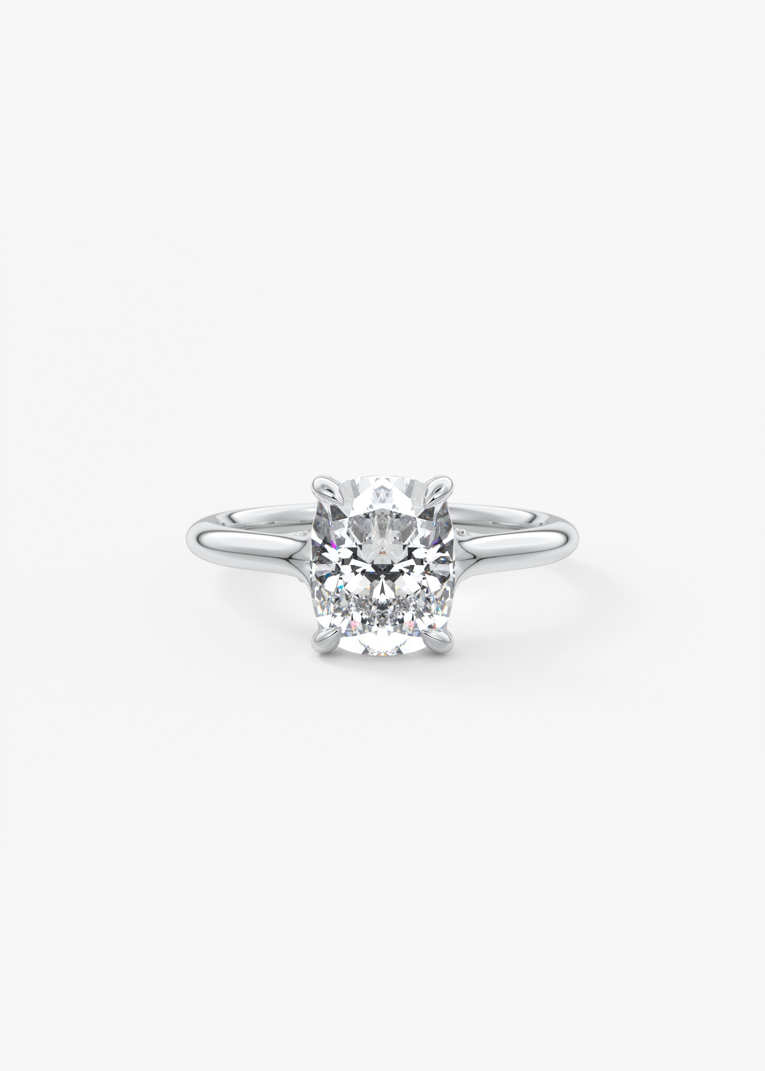 Elongated Cushion Hidden Halo Lab Grown Diamond Engagement Ring