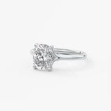 Elongated Cushion Hidden Halo Lab Grown Diamond Engagement Ring