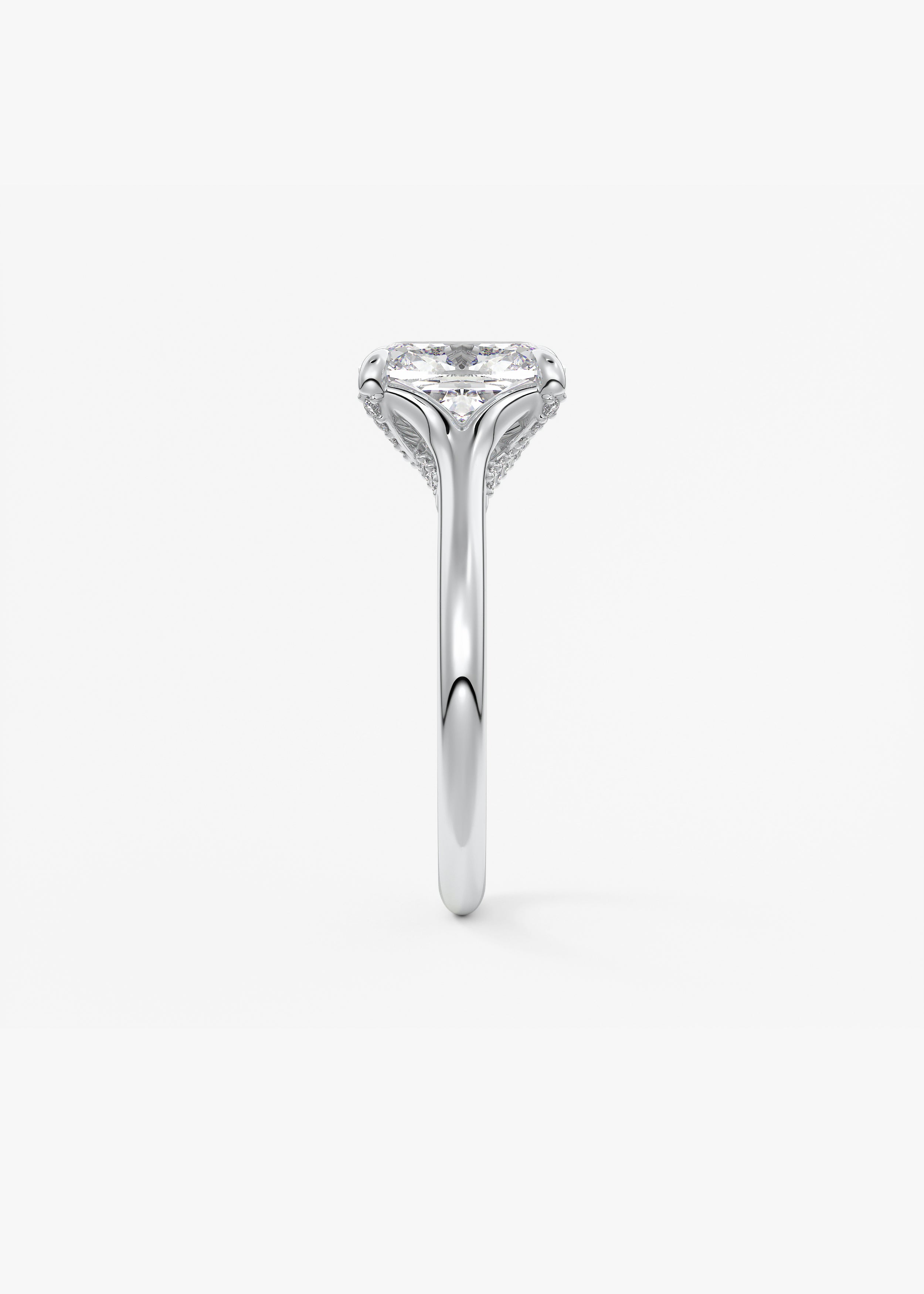 Elongated Cushion Hidden Halo Lab Grown Diamond Engagement Ring