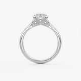 Elongated Cushion Hidden Halo Lab Grown Diamond Engagement Ring
