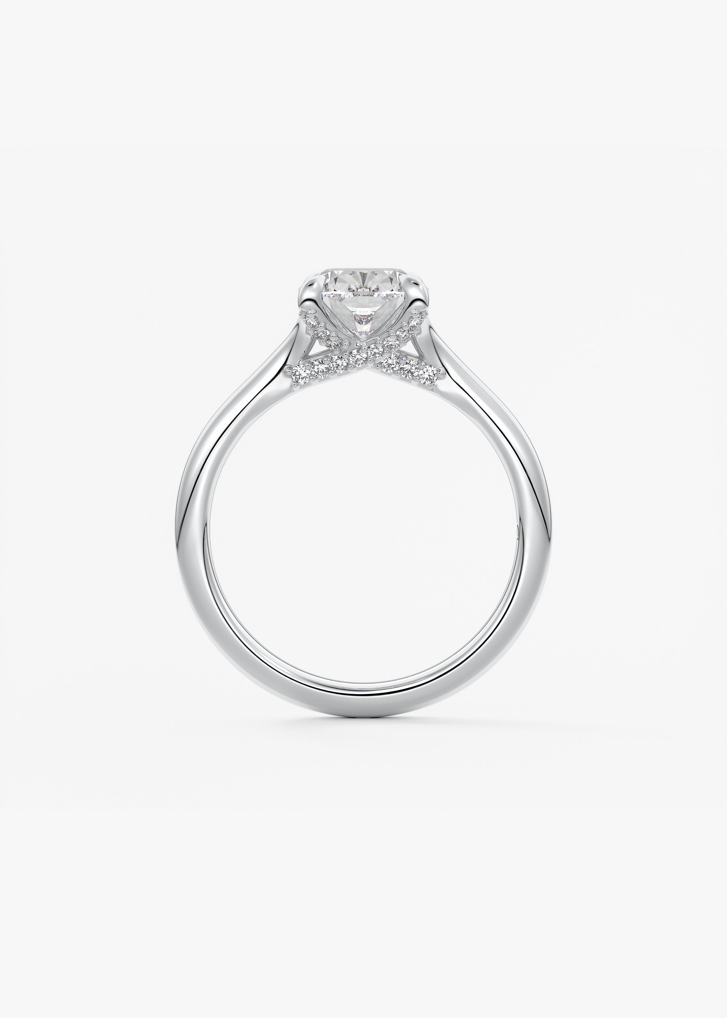 Elongated Cushion Hidden Halo Lab Grown Diamond Engagement Ring