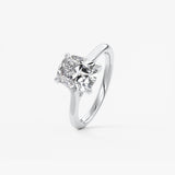 Elongated Cushion Hidden Halo Lab Grown Diamond Engagement Ring