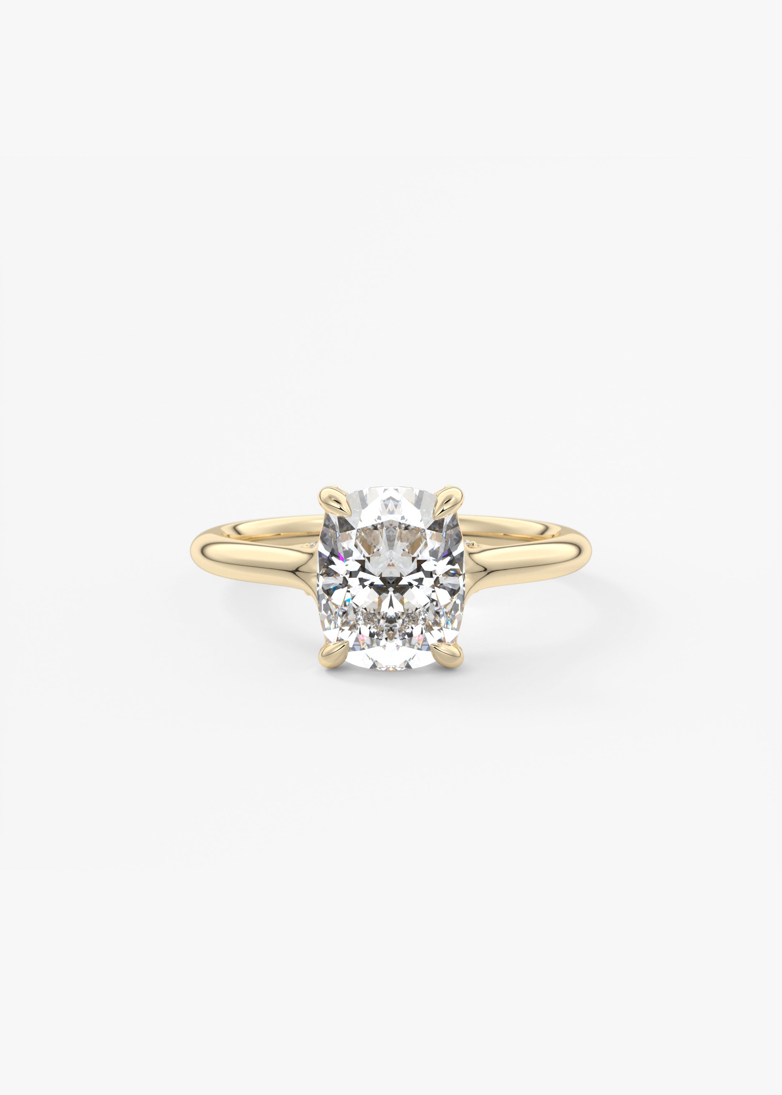 Elongated Cushion Hidden Halo Lab Grown Diamond Engagement Ring
