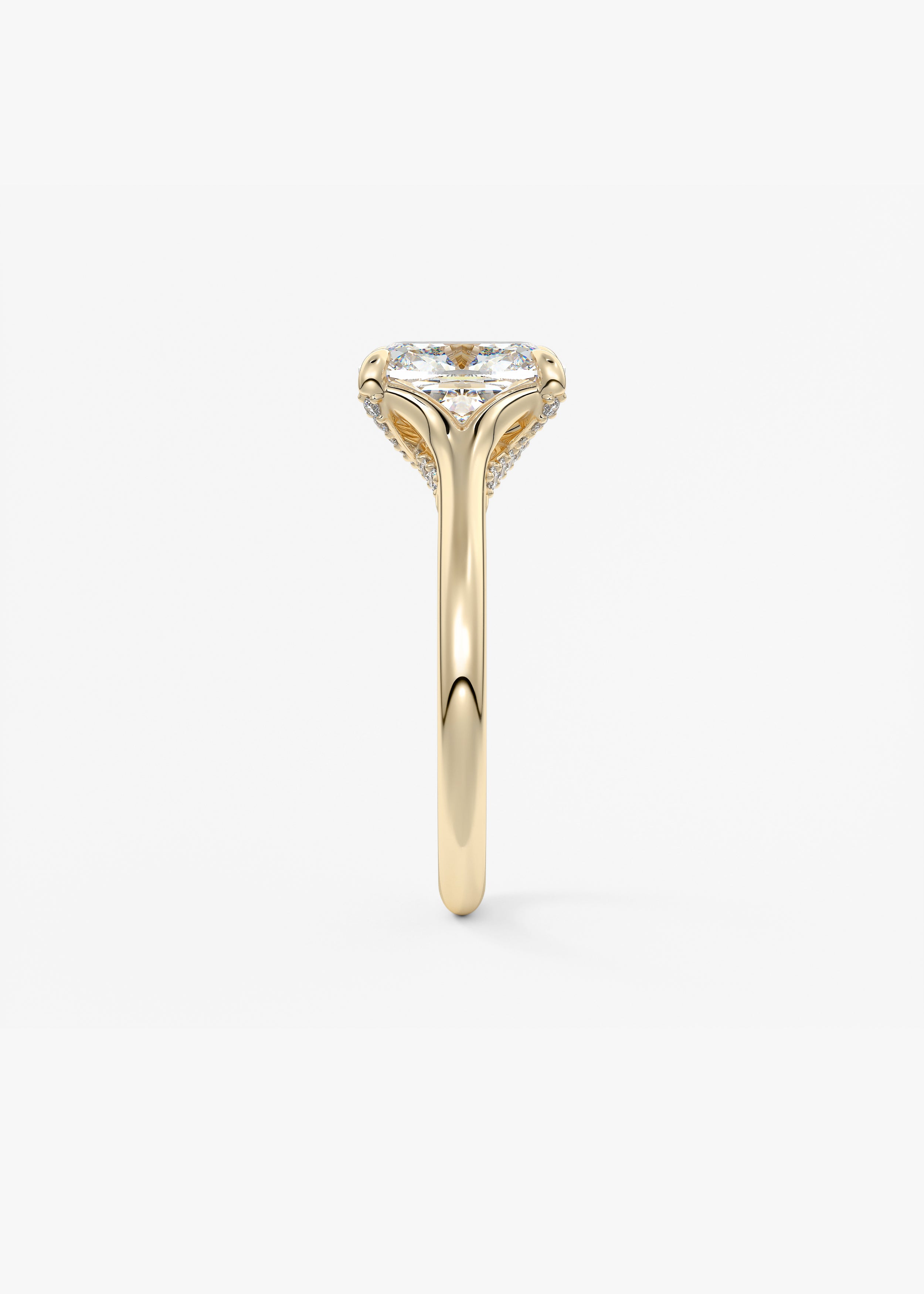 Elongated Cushion Hidden Halo Lab Grown Diamond Engagement Ring
