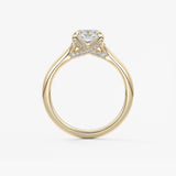 Elongated Cushion Hidden Halo Lab Grown Diamond Engagement Ring