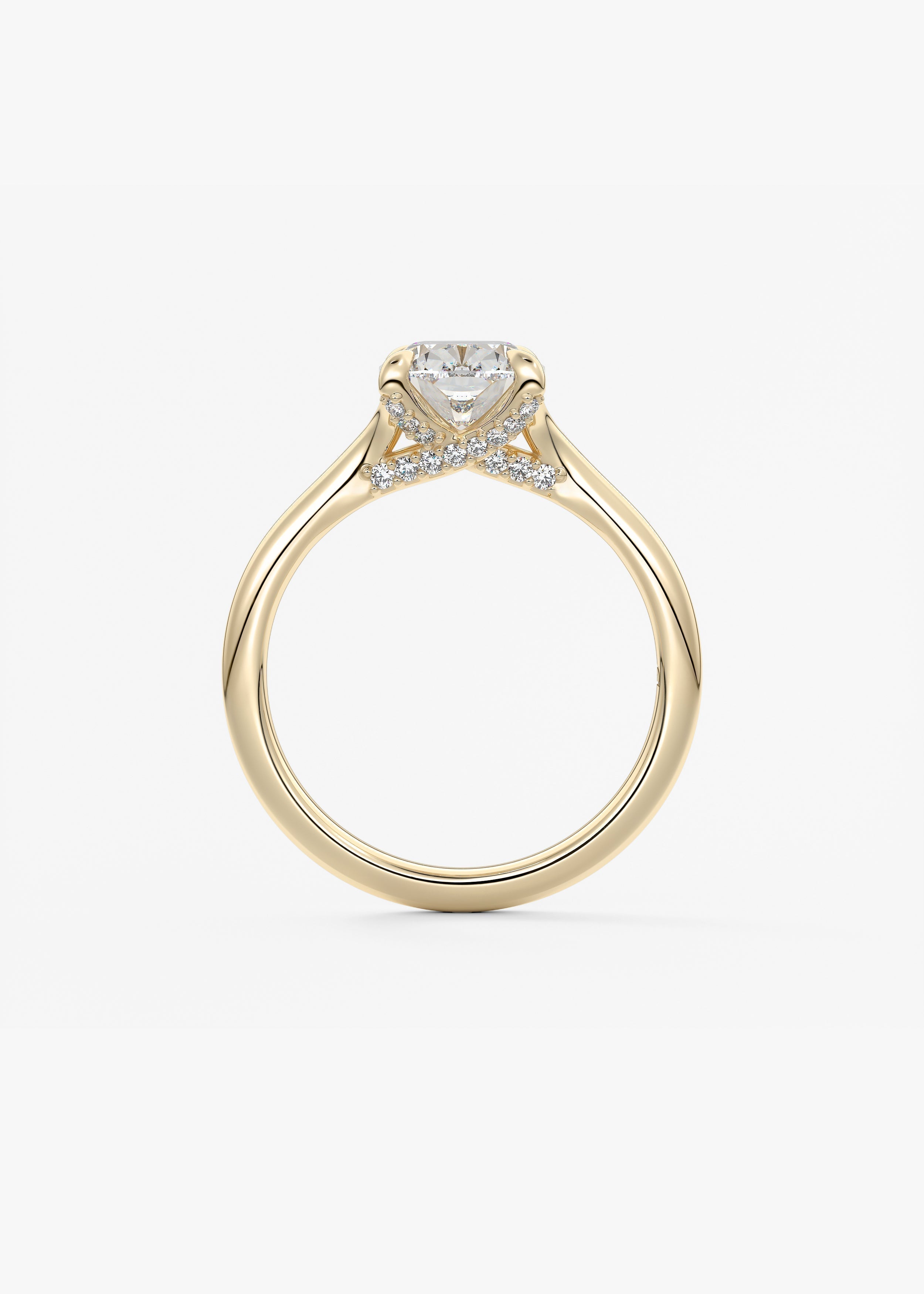 Elongated Cushion Hidden Halo Lab Grown Diamond Engagement Ring