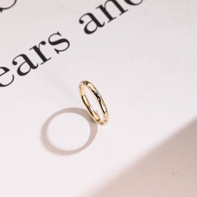 Stunning 0.1 TCW Round Moissanite Stones Dainty Wedding Bands 3
