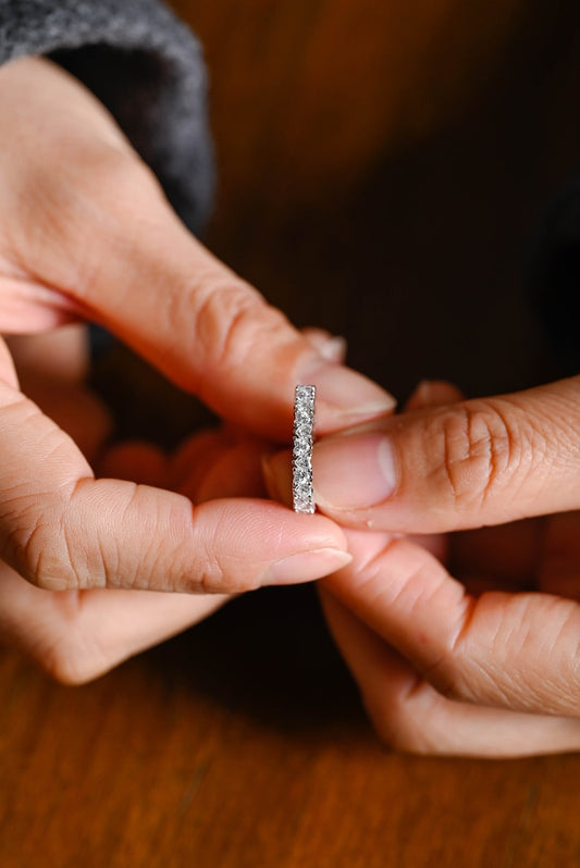 Stunning 0.3 TCW Round Moissanite Stones Half Eternity Wedding Band 2
