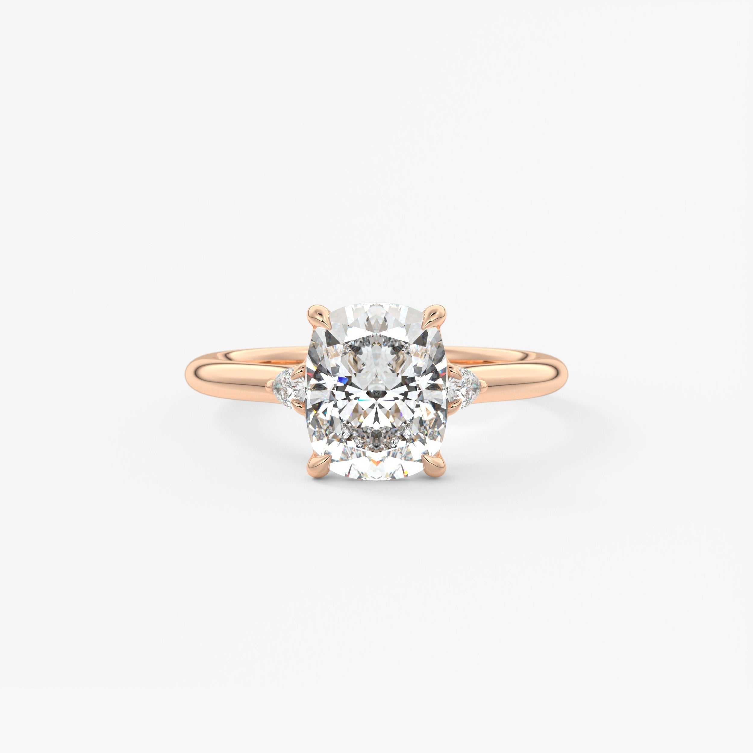 Elongated Cushion Three Stone Lab Grown Diamond Engagement Ring