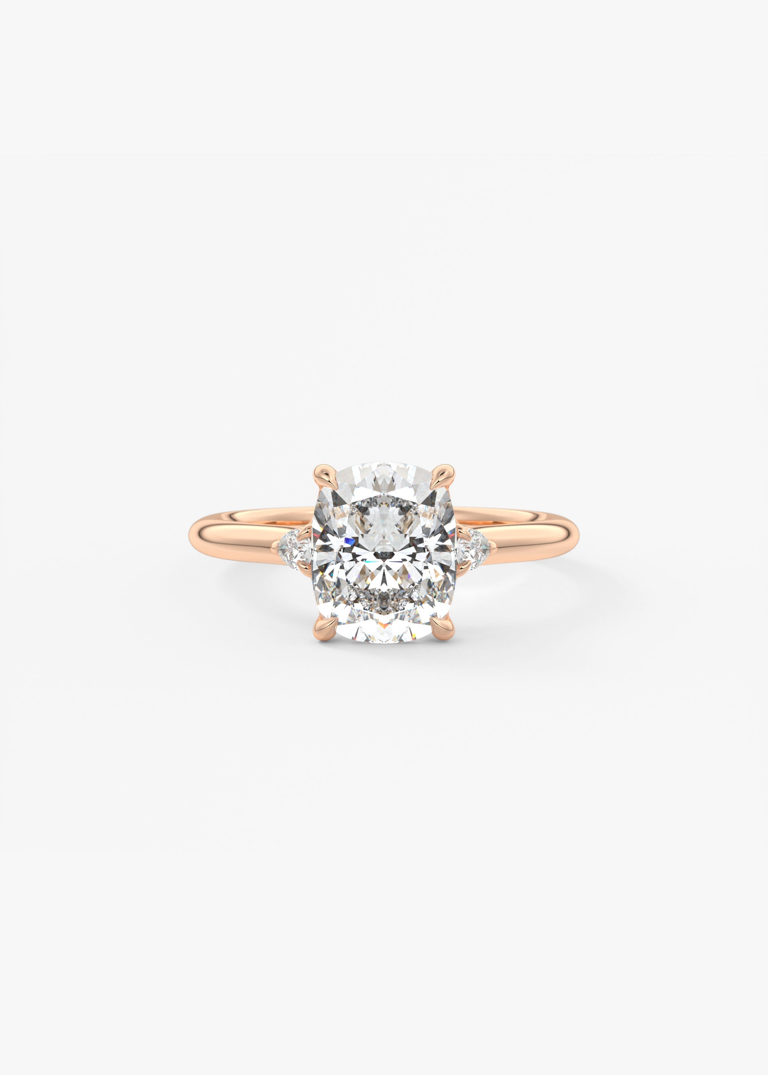 Elongated Cushion Three Stone Lab Grown Diamond Engagement Ring