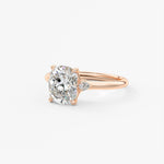 Elongated Cushion Three Stone Lab Grown Diamond Engagement Ring