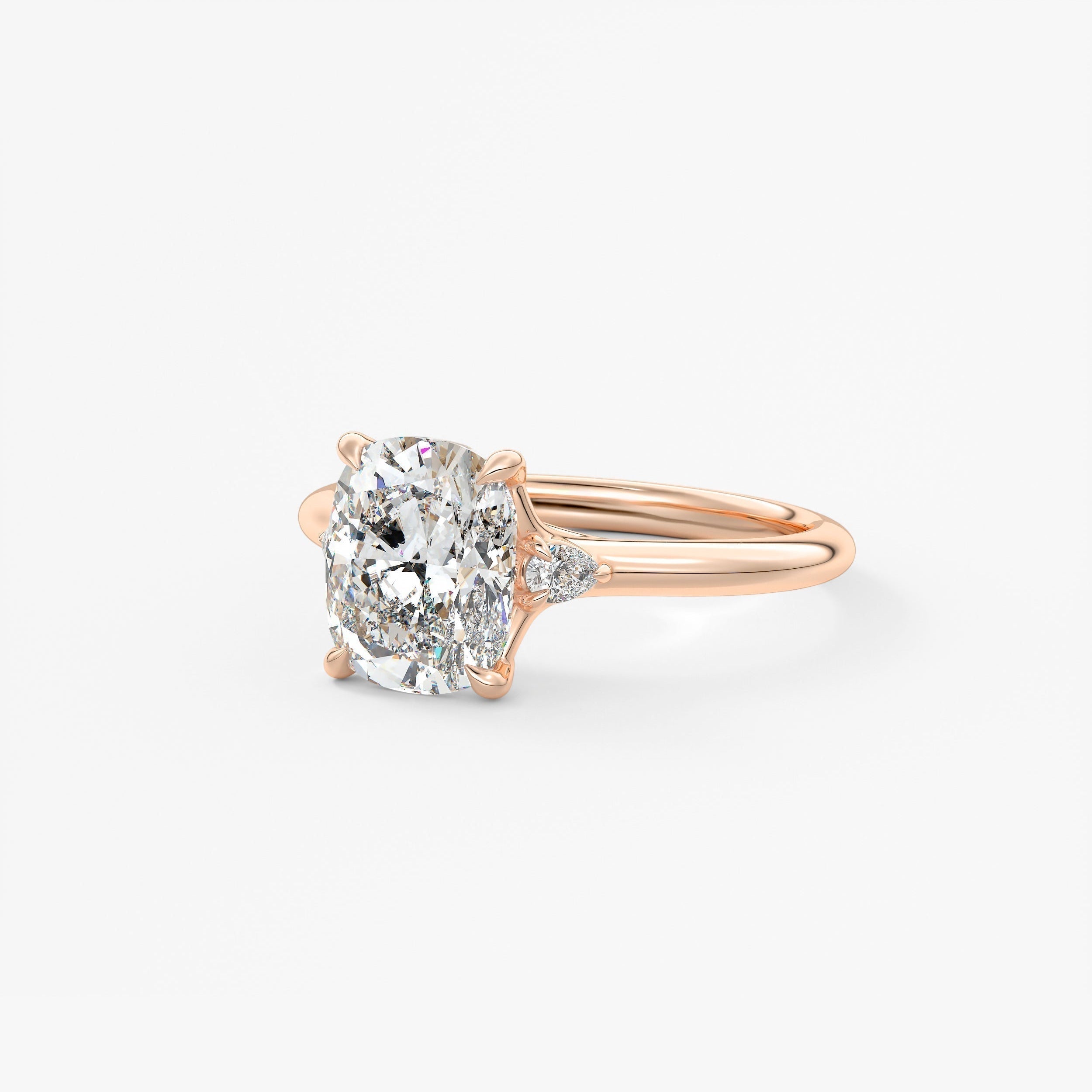 Elongated Cushion Three Stone Lab Grown Diamond Engagement Ring