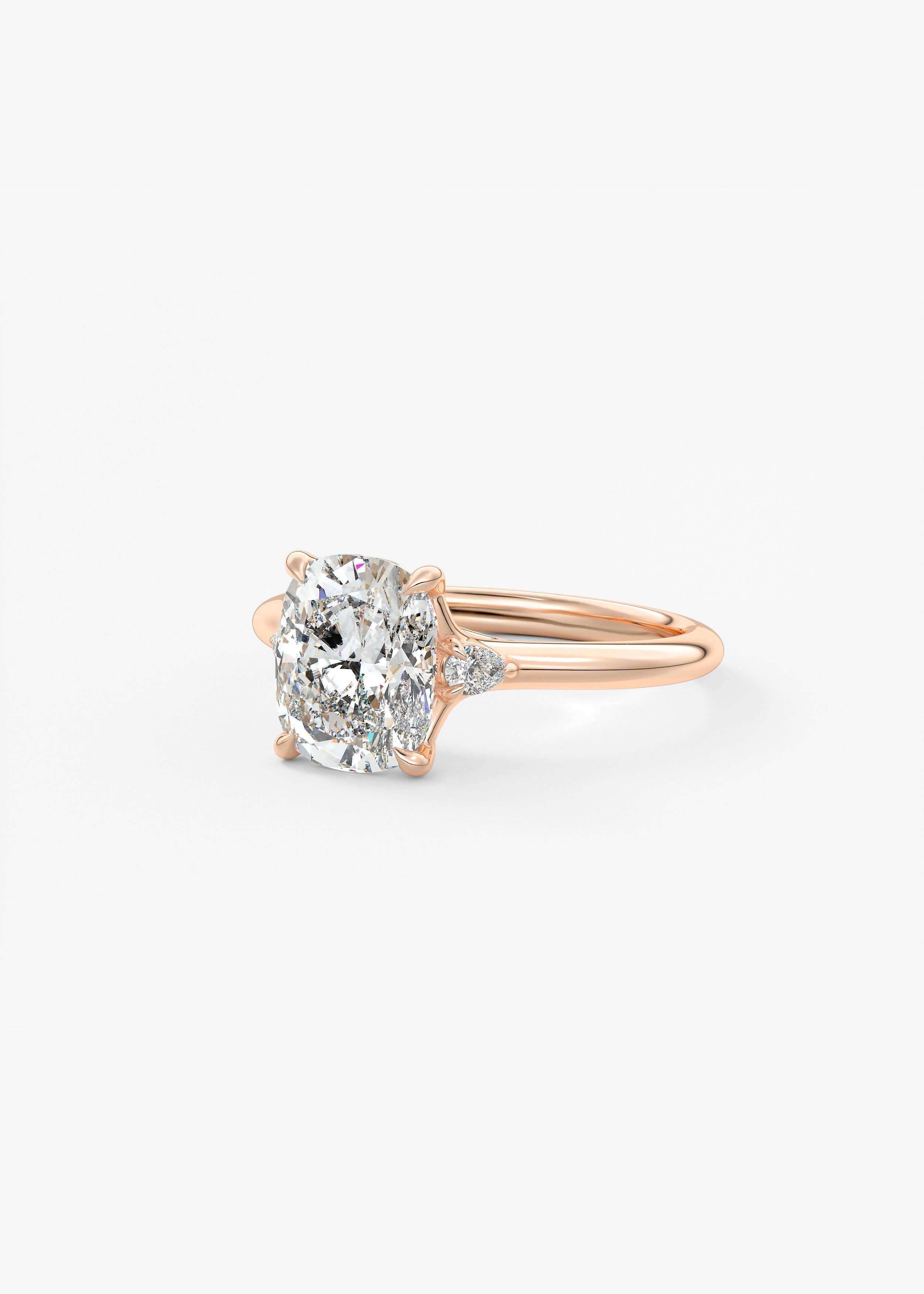 Elongated Cushion Three Stone Lab Grown Diamond Engagement Ring