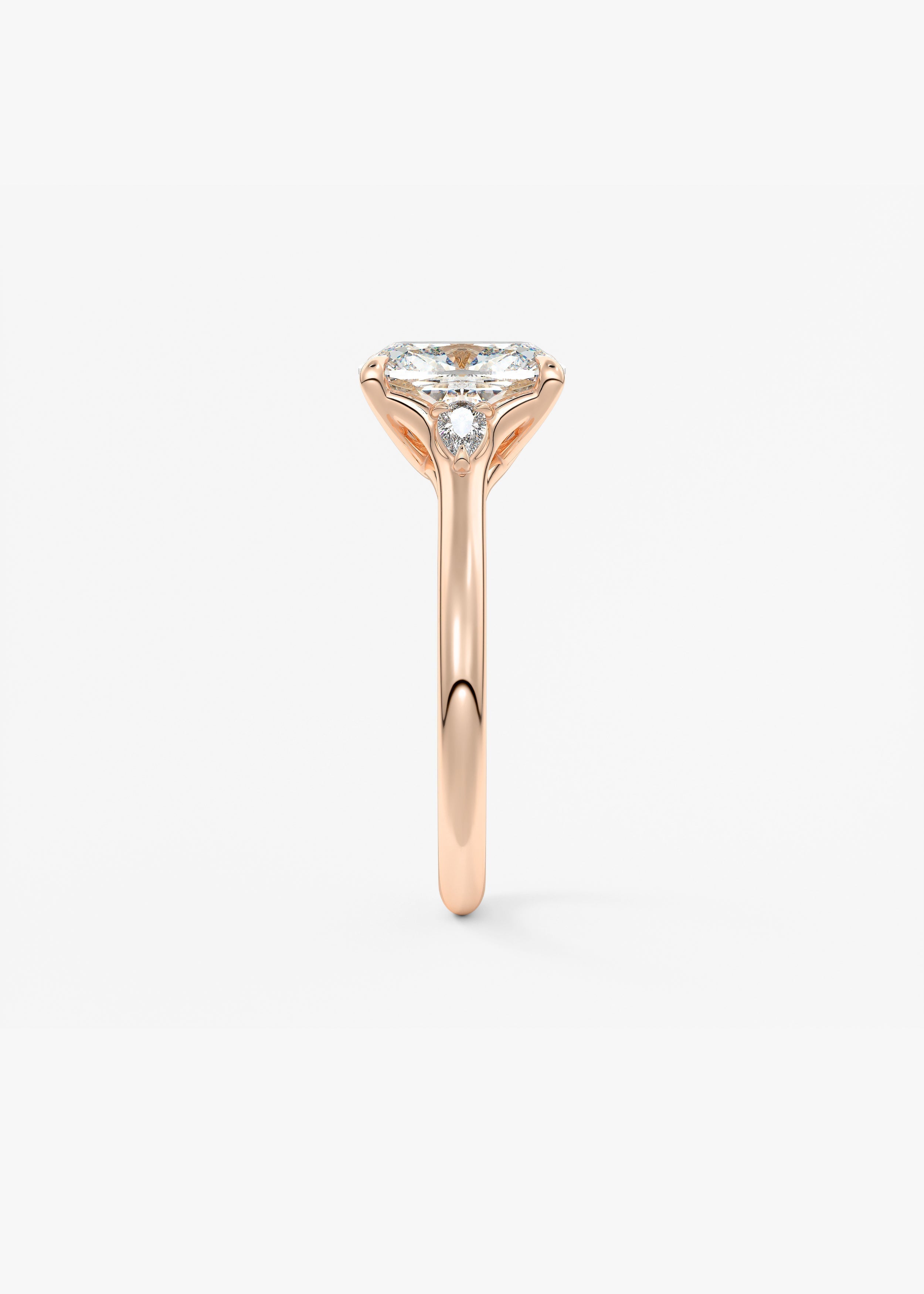 Elongated Cushion Three Stone Lab Grown Diamond Engagement Ring