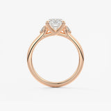 Elongated Cushion Three Stone Lab Grown Diamond Engagement Ring