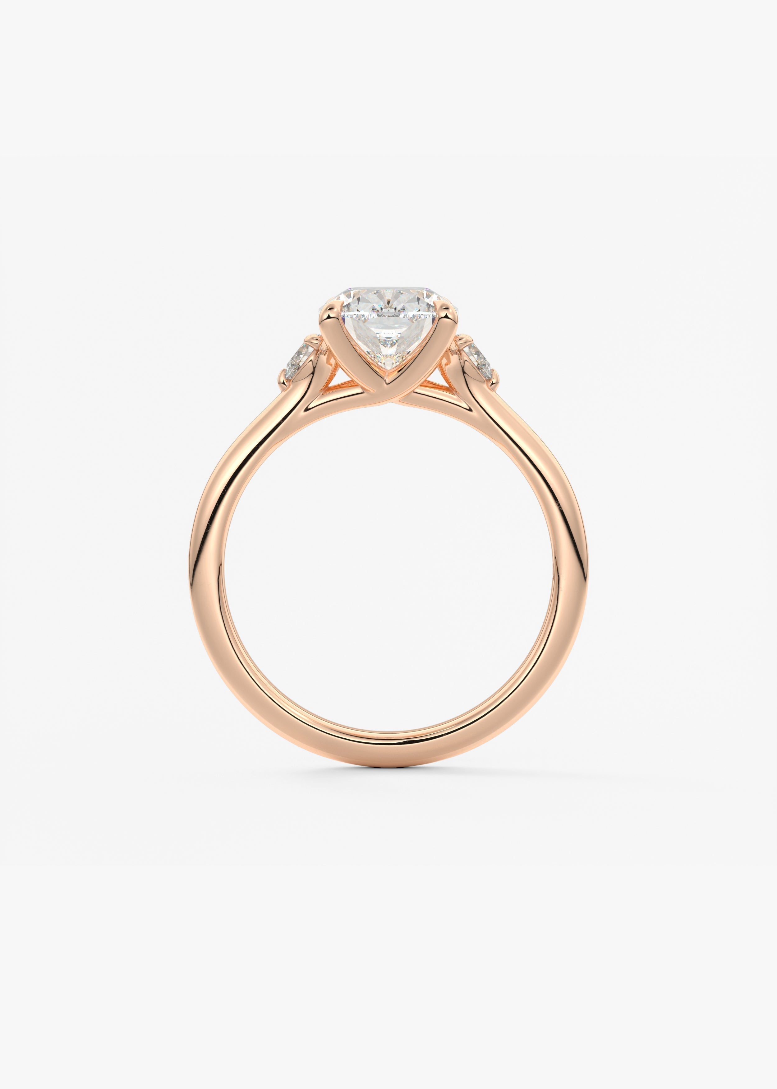 Elongated Cushion Three Stone Lab Grown Diamond Engagement Ring