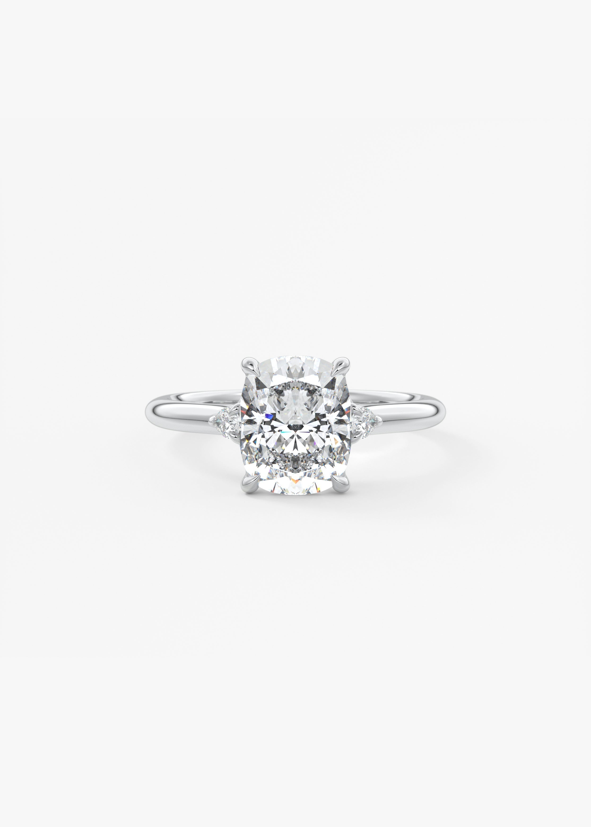 Elongated Cushion Three Stone Lab Grown Diamond Engagement Ring