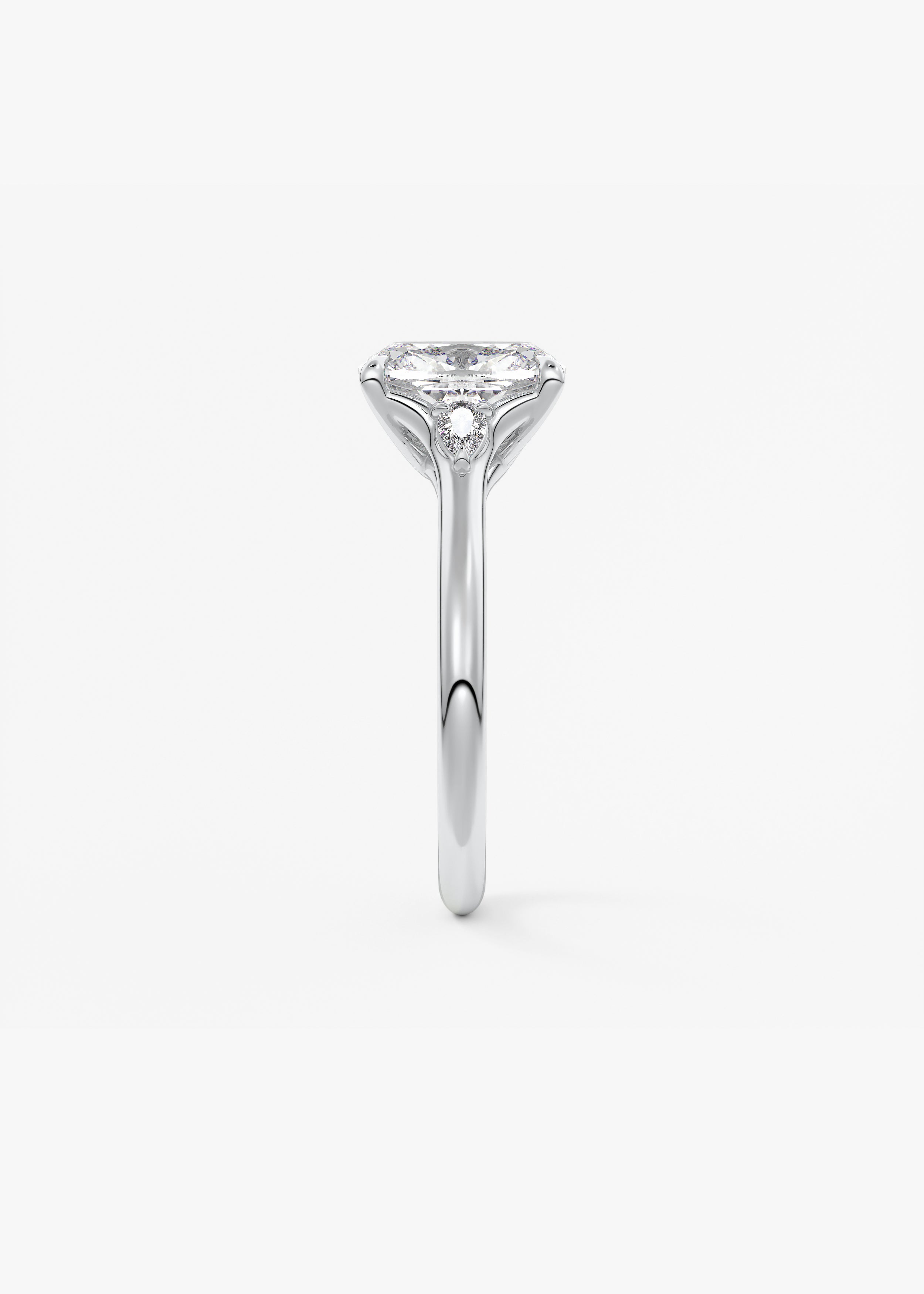 Elongated Cushion Three Stone Lab Grown Diamond Engagement Ring