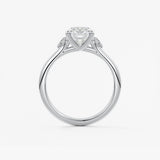 Elongated Cushion Three Stone Lab Grown Diamond Engagement Ring