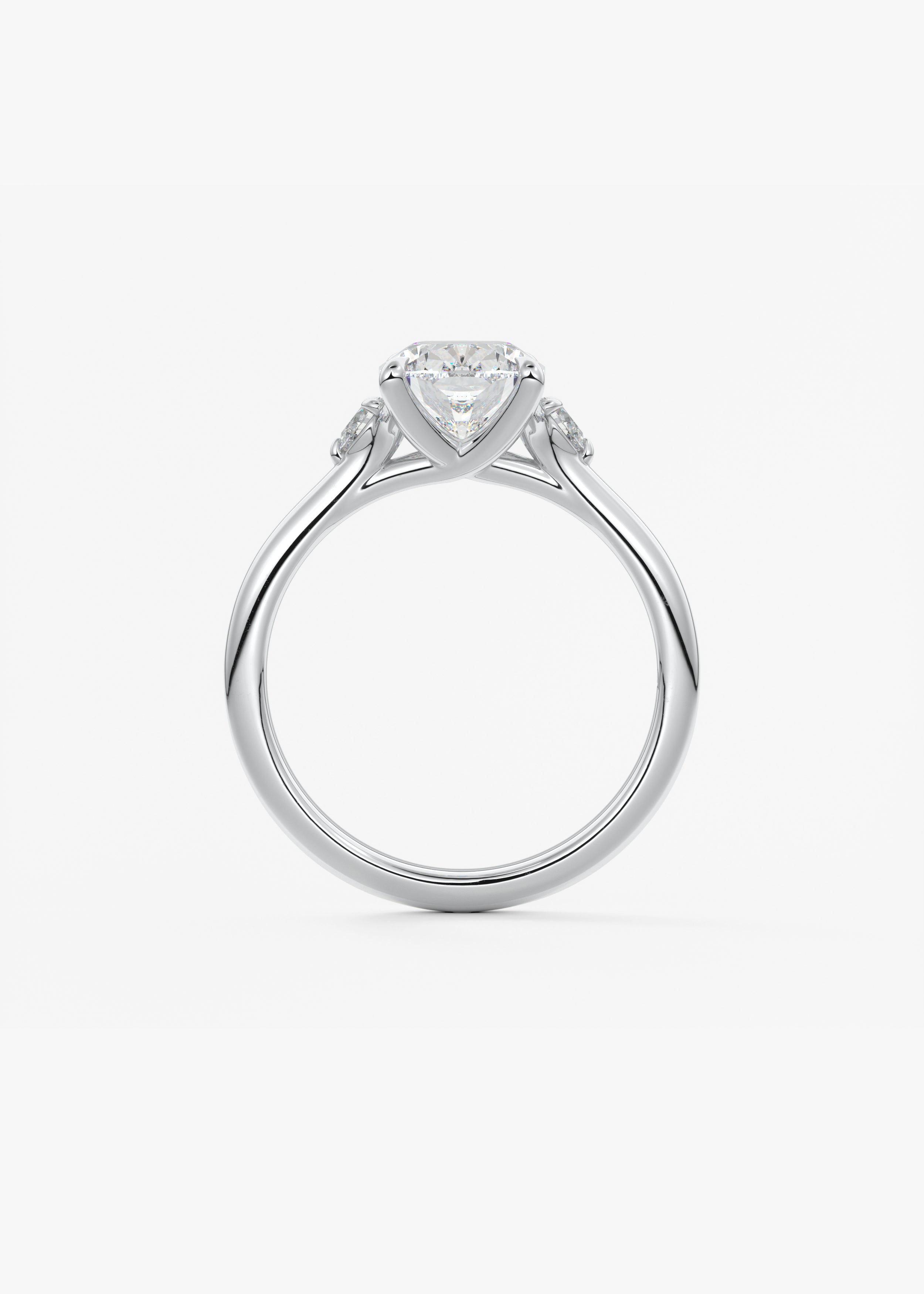 Elongated Cushion Three Stone Lab Grown Diamond Engagement Ring