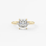 Elongated Cushion Three Stone Lab Grown Diamond Engagement Ring
