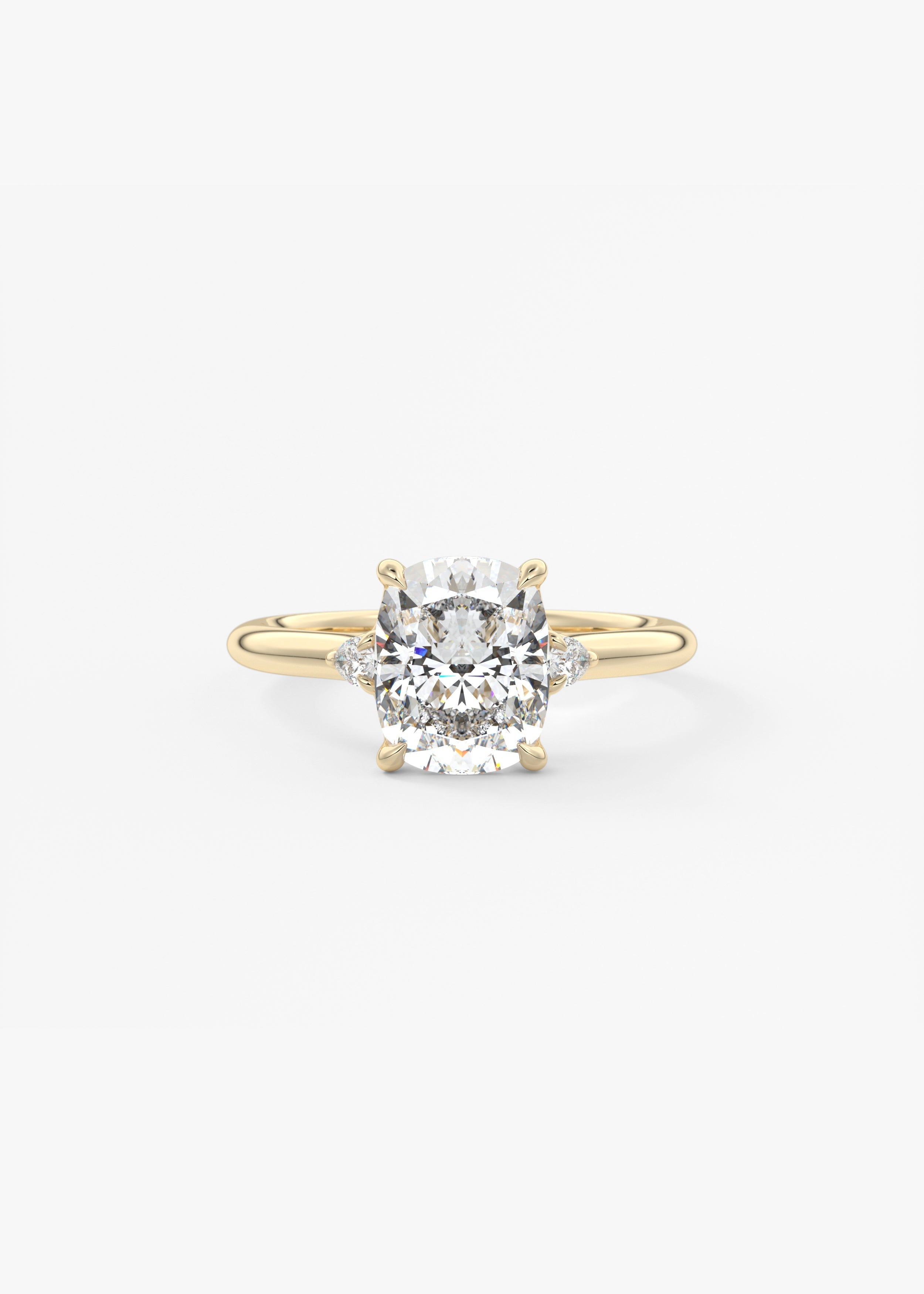 Elongated Cushion Three Stone Lab Grown Diamond Engagement Ring