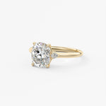 Elongated Cushion Three Stone Lab Grown Diamond Engagement Ring