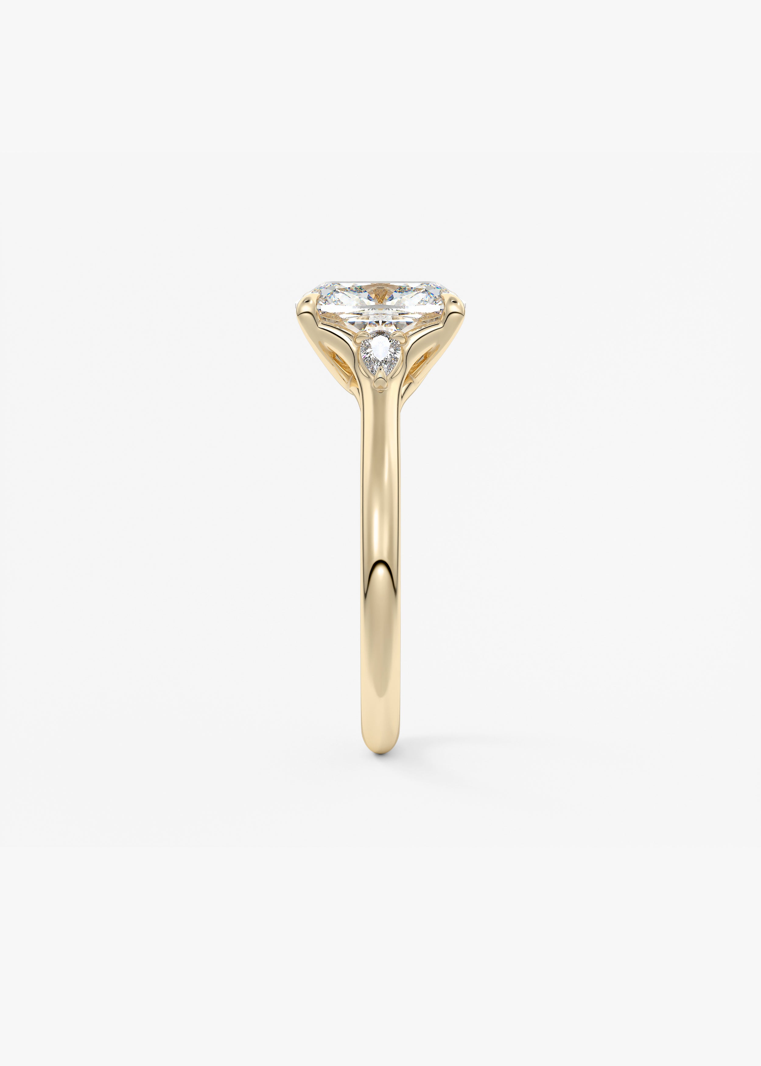 Elongated Cushion Three Stone Lab Grown Diamond Engagement Ring
